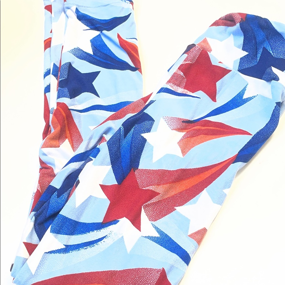 LuLaRoe Kids Leggings - Red, Blue, White Star Pattern C146